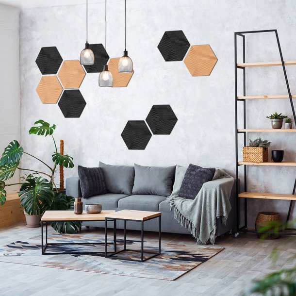 Unique and decorative BLACK (RAL 7021) cork wall tiles 3D STRIPE