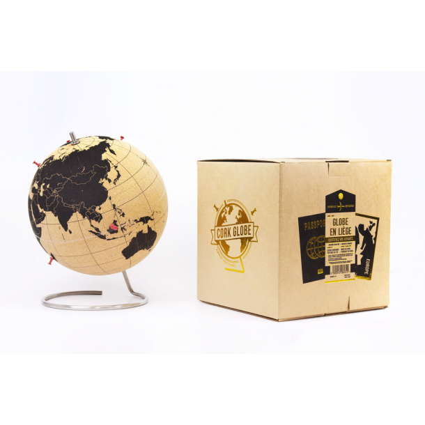 Small black natural cork globe 14cm - perfect for any globetrotter and travel enthusiast!