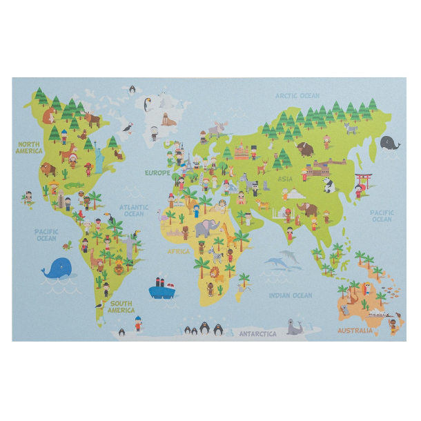 Self adhesive cork world map - Cork board 60x90cm