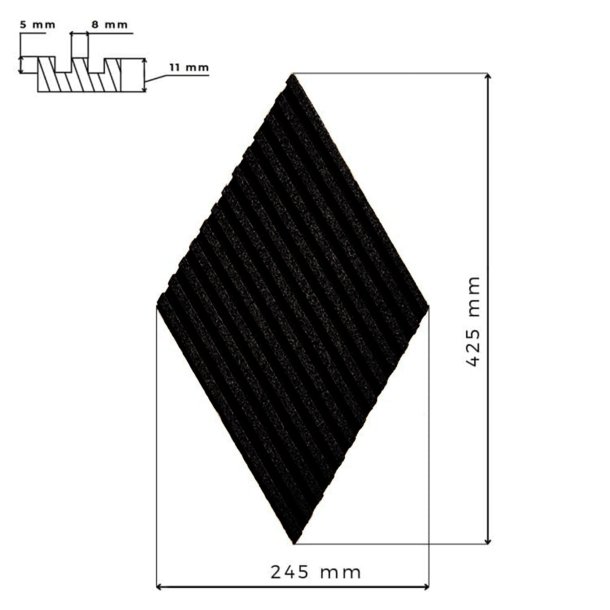 Unique and decorative BLACK (RAL 7021) cork wall tiles 3D STRIPE