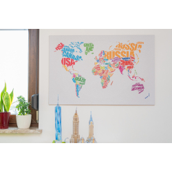 Bunte selbstklebende Kork-Weltkarte  Lndernamen 60x90cm