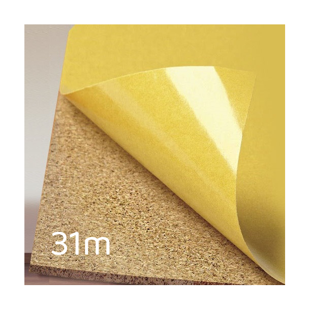 Cork roll with self-adhesive layer 2mm x 1m x 31m for Bulletin Board 