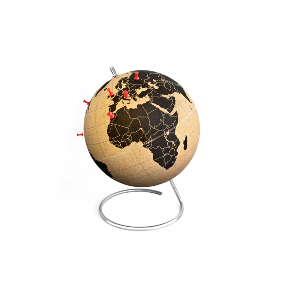 Large black natural cork globe 25cm - perfect for any globetrotter and travel enthusiast!