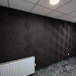 Unique and decorative BLACK (RAL 7021) cork wall tiles 3D STRIPE