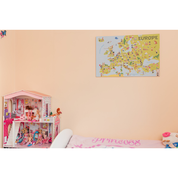 Zelfklevende Europa-kaart van kurk  Gedrukt kurkbord 60x90 cm