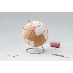 Small white natural cork globe 14cm - perfect for any globetrotter and travel enthusiast!