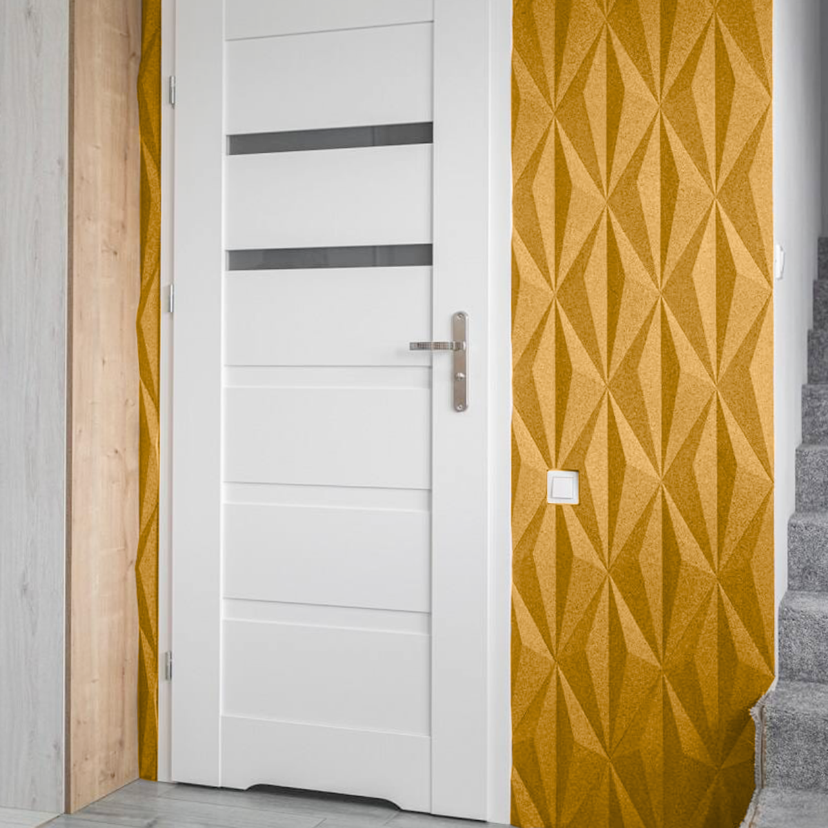 Panneau à Liège 3D Moderne: Liège Décoratif JAUNE Lines
