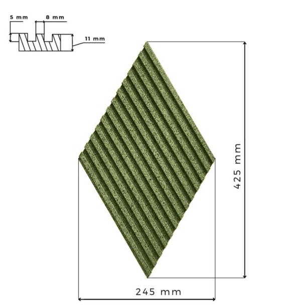 Unique and decorative GREEN cork wall tiles 3D STRIPE