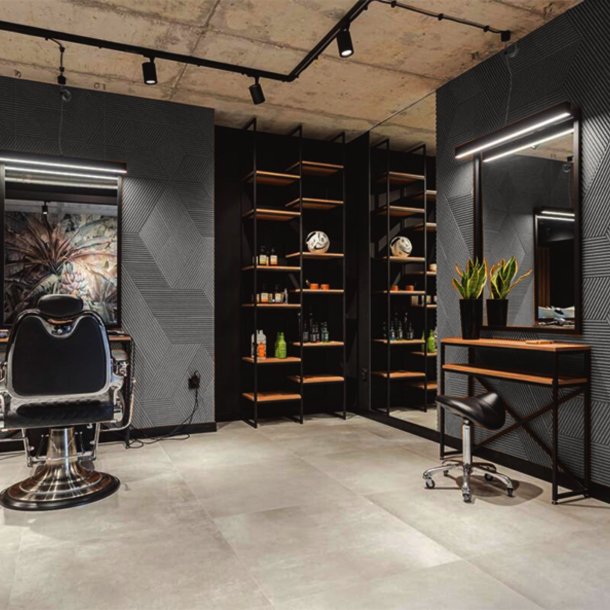 Unique and decorative BLACK (RAL 7021) cork wall tiles 3D STRIPE