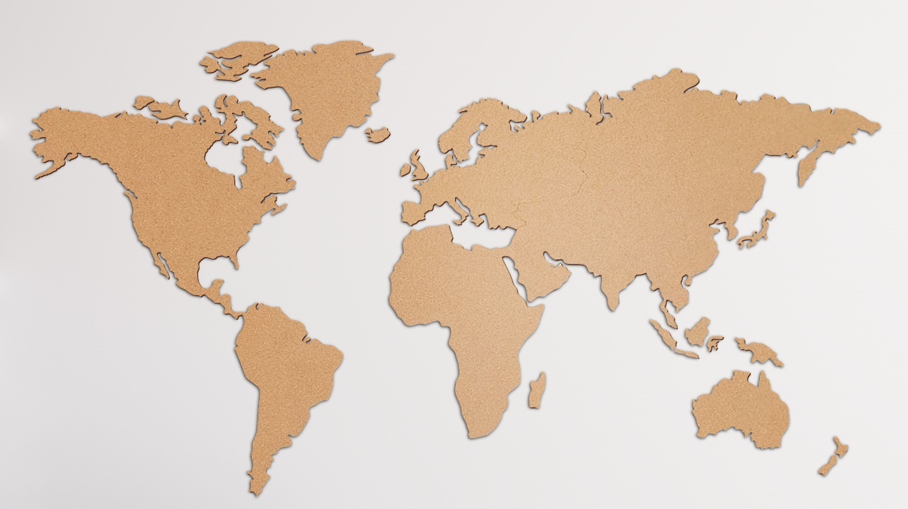 Panneau carte du monde en liège Pt